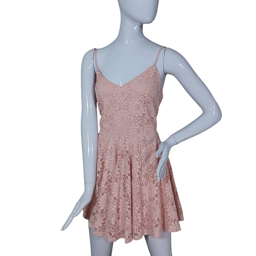 Noble U Lace Mini Dress Dusty Pink Size Large Spaghetti Straps Fully Lined